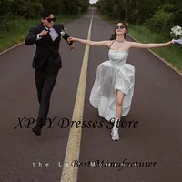 XPAY Strapless A Line Beach Country Wedding Gowns Korea Photo shoot Strapless Taffeta Bridal Gowns Corset back Customized 1