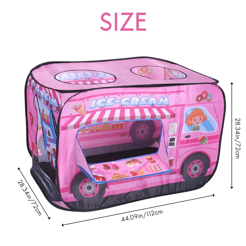 Ice Cream Truck Kids Play Tent - Foldable Indoor And Outdoor Playhouse For Toddlers, Boys And Girls 6