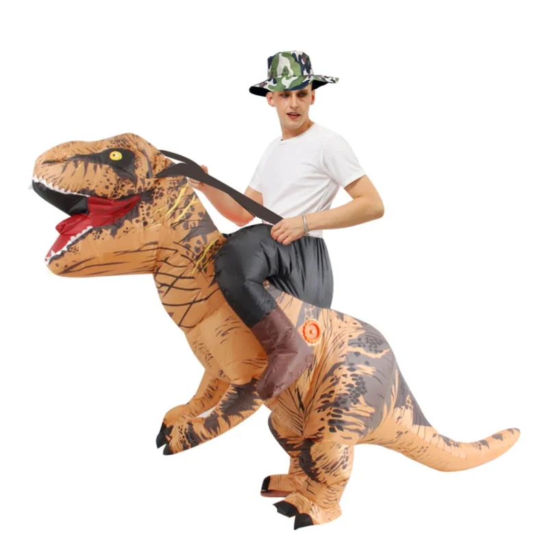 

Carry on Me Brown Inflatable Dinosaur Costume Halloween Costume T-rex Pet Walking Costume Adult Man Woman Costume