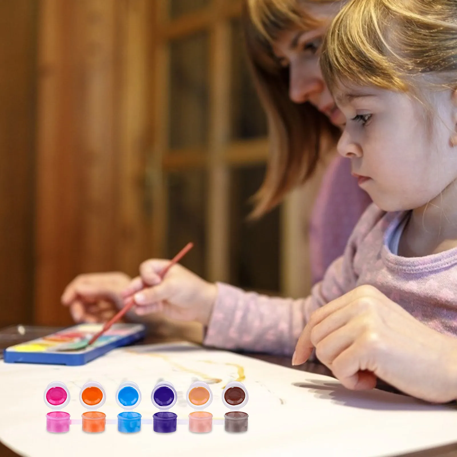 40Pcs 미니 페인트 6 in 1 플라스틱 보관 스트립 투명 용기 누출 방지 미술 용품 ??학교 파니트 빈 페인트 포트