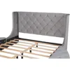 Queen Size Velvet Platform Bed Frame Storage,Upholstered Tufted Bed Frame Wingback Headboard1Big Drawer and2Side Storage Stool 5