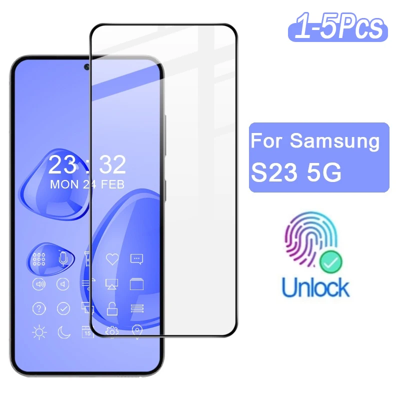 For Samsung Galaxy S23 Plus S23 5G Fingerprint Unlock Screen Protector Hd Clear Tempered Glass S23 Plus Protective Film Cover