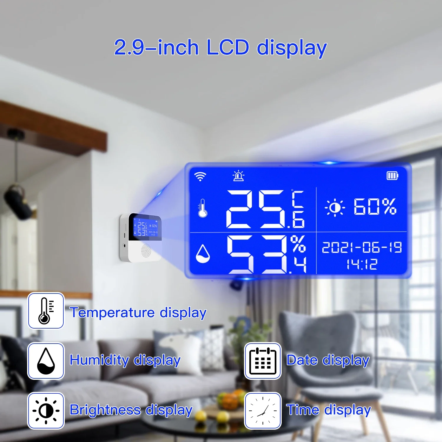 Tuya Smart WIFI Temperature and Humidity Sensor with Backlight LCD Display Indoor Thermometer Hygrometer Meter Support Alexa 2