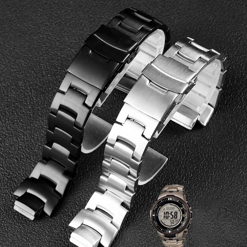 

Watch Accessories Band for PRW-3000 3100 6000 6100 Wrist Strap Solid Stainless Steel Watch Bracelet 16MM Convex Mouth