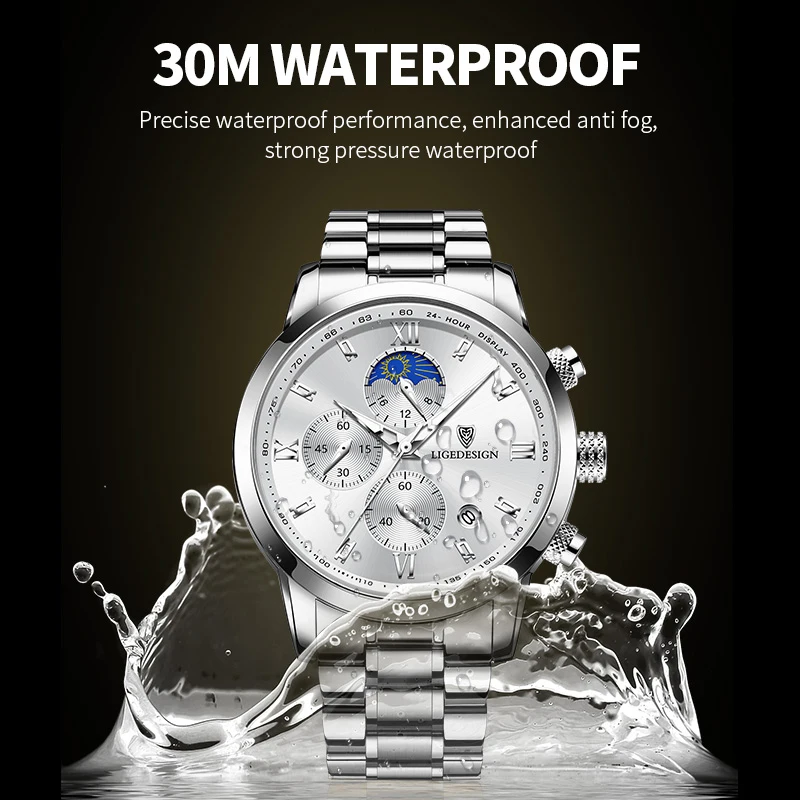 LIGE Fashion Date Quartz Men Watches Top Brand Luxury Male Clock Chronograph Sport  Big Mens Wrist Watch Relogio Masculino