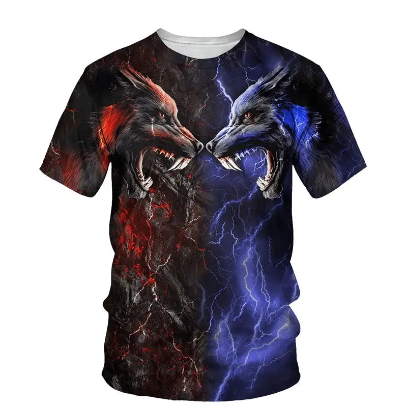 

Breathable T-Shirt 3D Wolf Animals Printed T-shirt Men Women Round Neck Short Sleeves Summer Fashion Short Sleeve Tops Tee