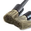 3 Pcs Natural Boar Hair Car Detailing Brush Set Soft Bristle Car Cleaning Brush Kits Atuo Tire wheel Wash Exterior Accessories 1