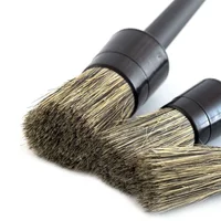 3 Pcs Natural Boar Hair Car Detailing Brush Set Soft Bristle Car Cleaning Brush Kits Atuo Tire wheel Wash Exterior Accessories 1