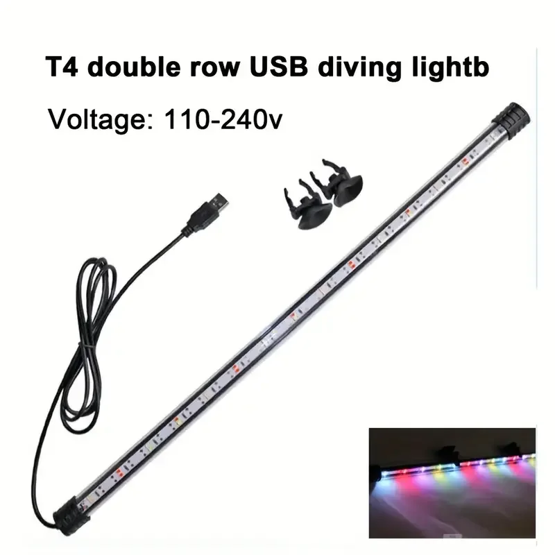 17-47cm 수족관 LED 조명 잠수정 무드 램프 USB 방수 물고기 탱크 장식 식물 성장 조명 액세서리 110-240V