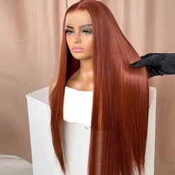 Reddish Brown Straight Lace Front Human Hair Wig Pre-plucked Hairline 13x4 Lace Frontal Wigs for Women Pleluv Human Hair Wigs