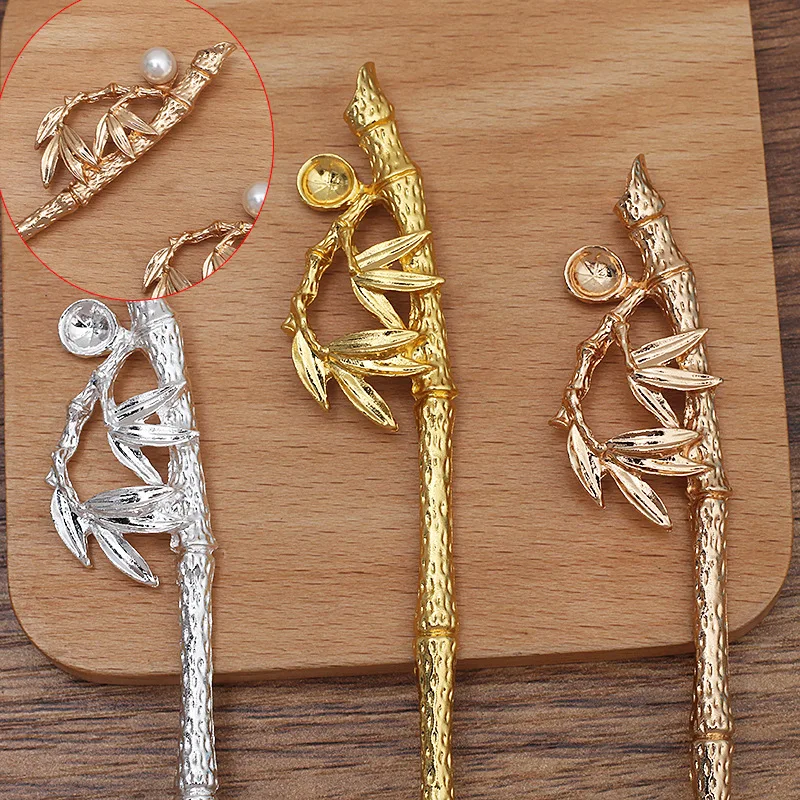 

10 PCS 145x21mm Vintage Bamboo Leaves Hair Sticks Base Metal Alloy Hairpin Settings Art For Hairwear Jewelry Making Accessorie