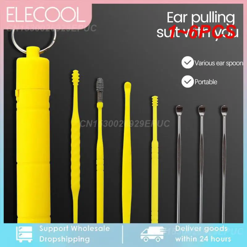 

Набор инструментов для чистки ушей из нержавеющей стали, ложка для удаления ушного воска, ухочистка, 1-6 шт.