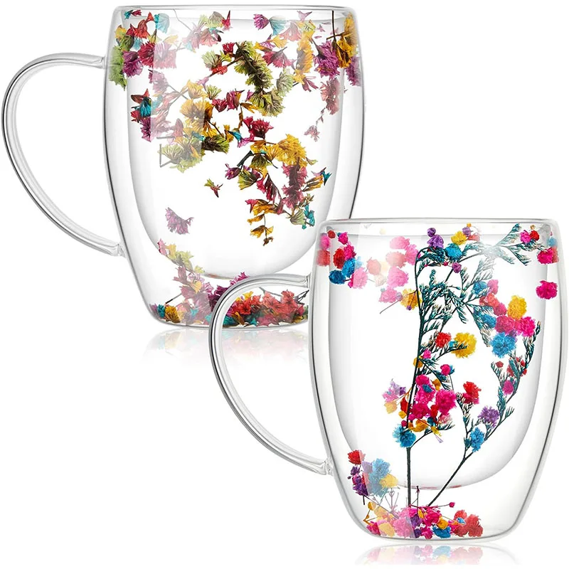 Double wall glass cup 1/2/4PCS Double Wall Clear Glass Coffee Mugs Double Insulated Glass Cup Hot Cold Beverages Cappuccino Espresso Cup