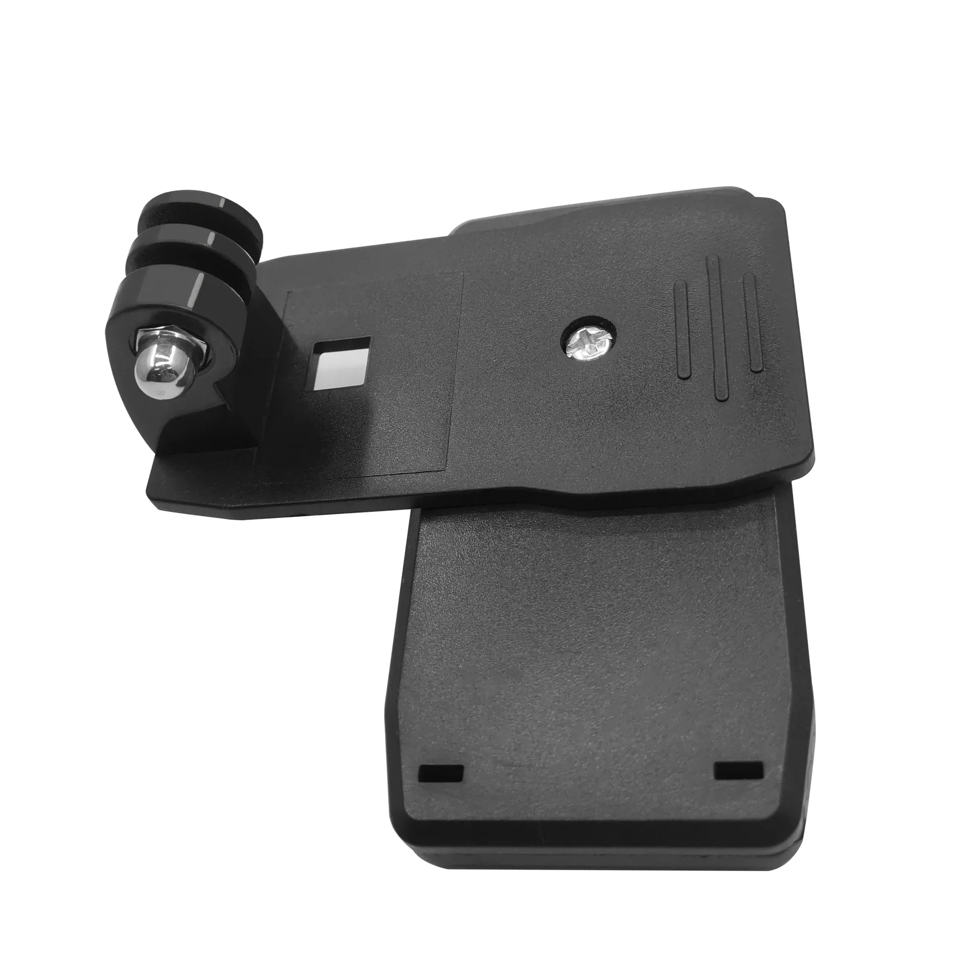 Vue rapprochée du clip support rotatif 360° pour GoPro Hero 1/2/3/3+/4, montrant le mécanisme de fixation et la vis incluse.