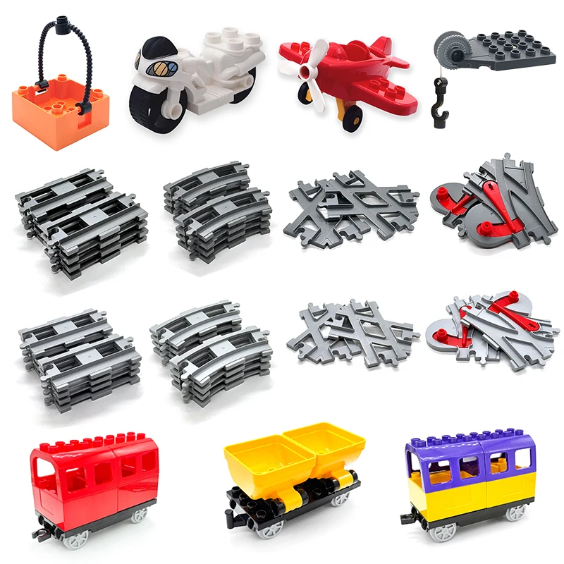 Stadt Große Große Bausteine Schiene Zug Track DIY Zubehör Kompatibel mit DUPLOED STEM Pädagogisches Eisenbahn Spielzeug Kinder Geschenk