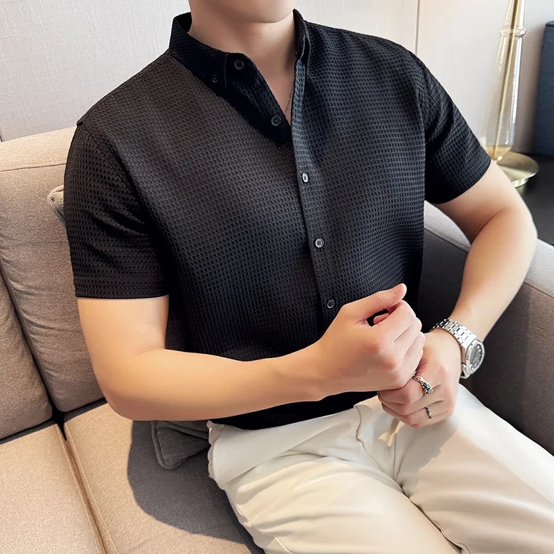 slim fit waffle shirt