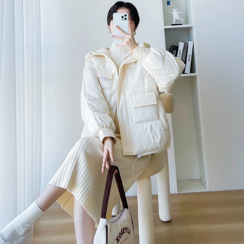 Winter Short Design Pregnant Women's Down Cotton Jacket Korean Style Thickened Maternity Outwear Zipper Fly Pregnancy Coats