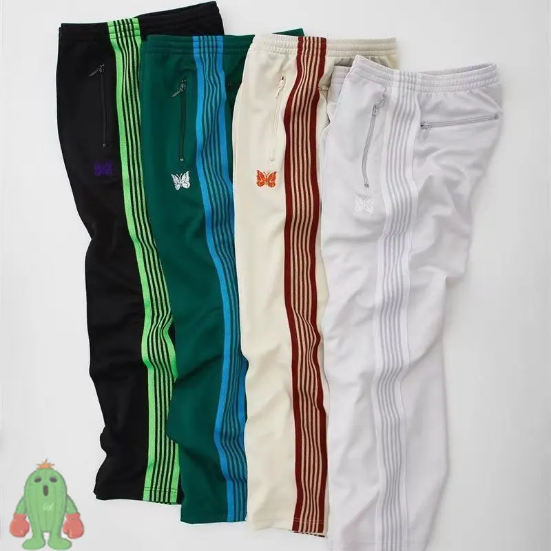 

Needles Sweatpants High Street Retro Ribbon Leisure Track Pants Butterfly Embroidery Baggy AWGE Straight Trousers