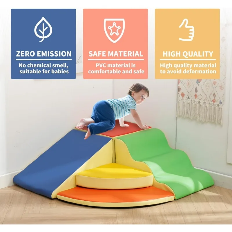 MOOITZ Foam Climbing Blocks 5 Pcs Climbing Toys for Climb Crawl and Slide Climbing Toys Indoor for Nursery Living Room Colours L 4