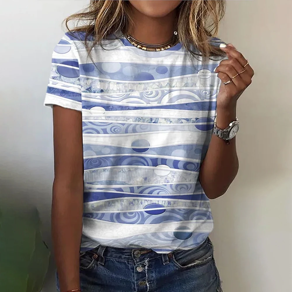 

S-2XL повседневные женские топы, футболки, пляжный богемный дышащий Повседневный Удобный свободный пуловер с принтом