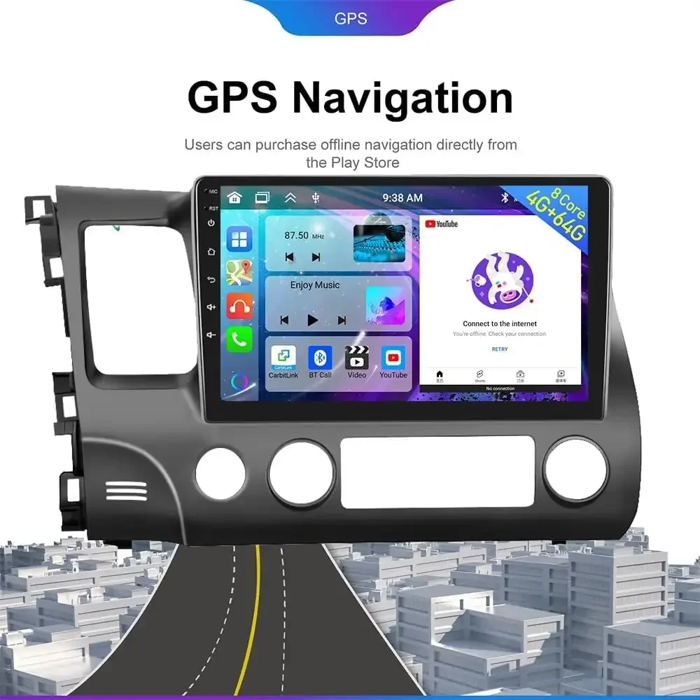 Android 13 Car Stereo Radio for Civic 2006-2011 with Carplay