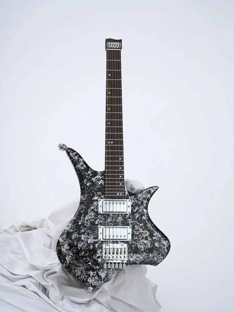 Dhatarattha Black Ice Headless Electric Guitar Modern Design without Headstock Advanced Players
