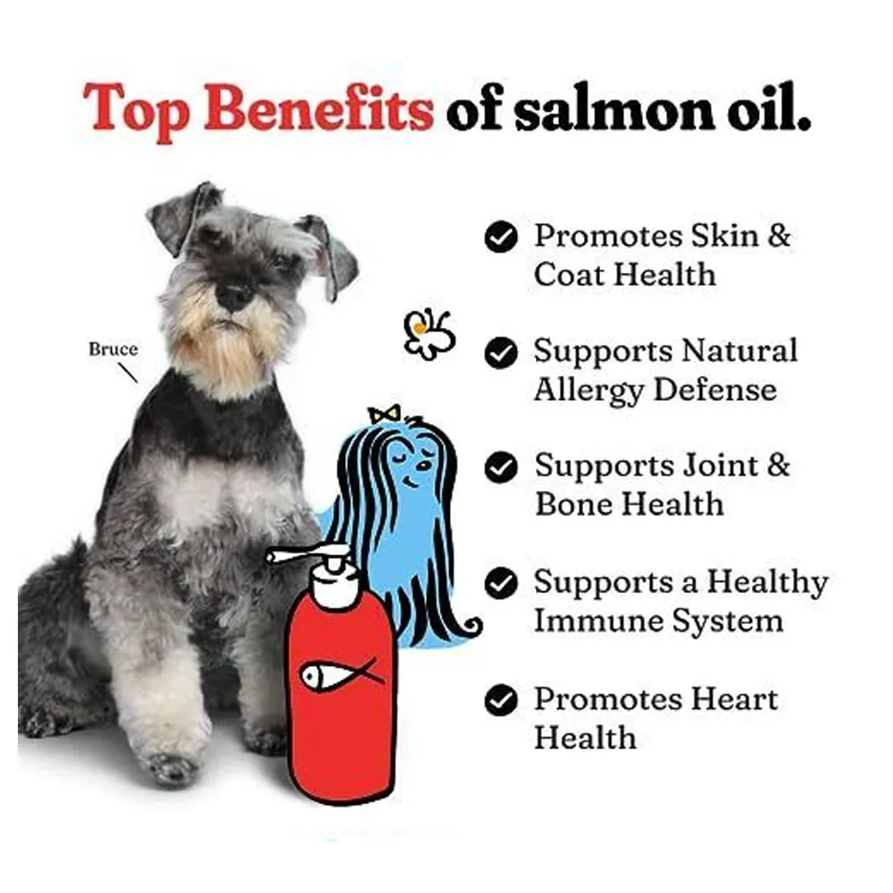 Salmon Oil for Dogs and Cats, Fish Oil, Omega, Supports Skin, Coat, Joint, Bone Health, Natural Allergy Defense, 8 oz