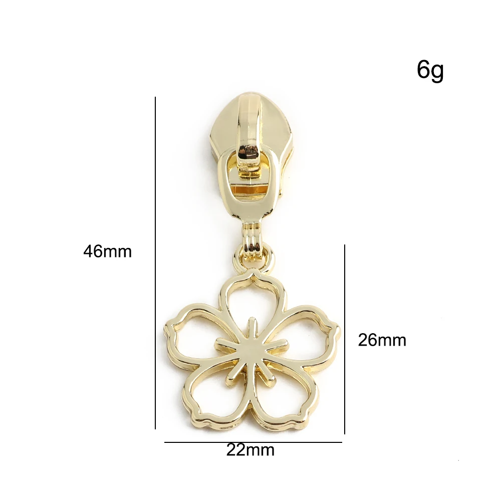 Metal Cherry Blossom Decorative Zipper Slider for Makeup Bags - Replaceable Heads DIY Accessories (5-20pcs)