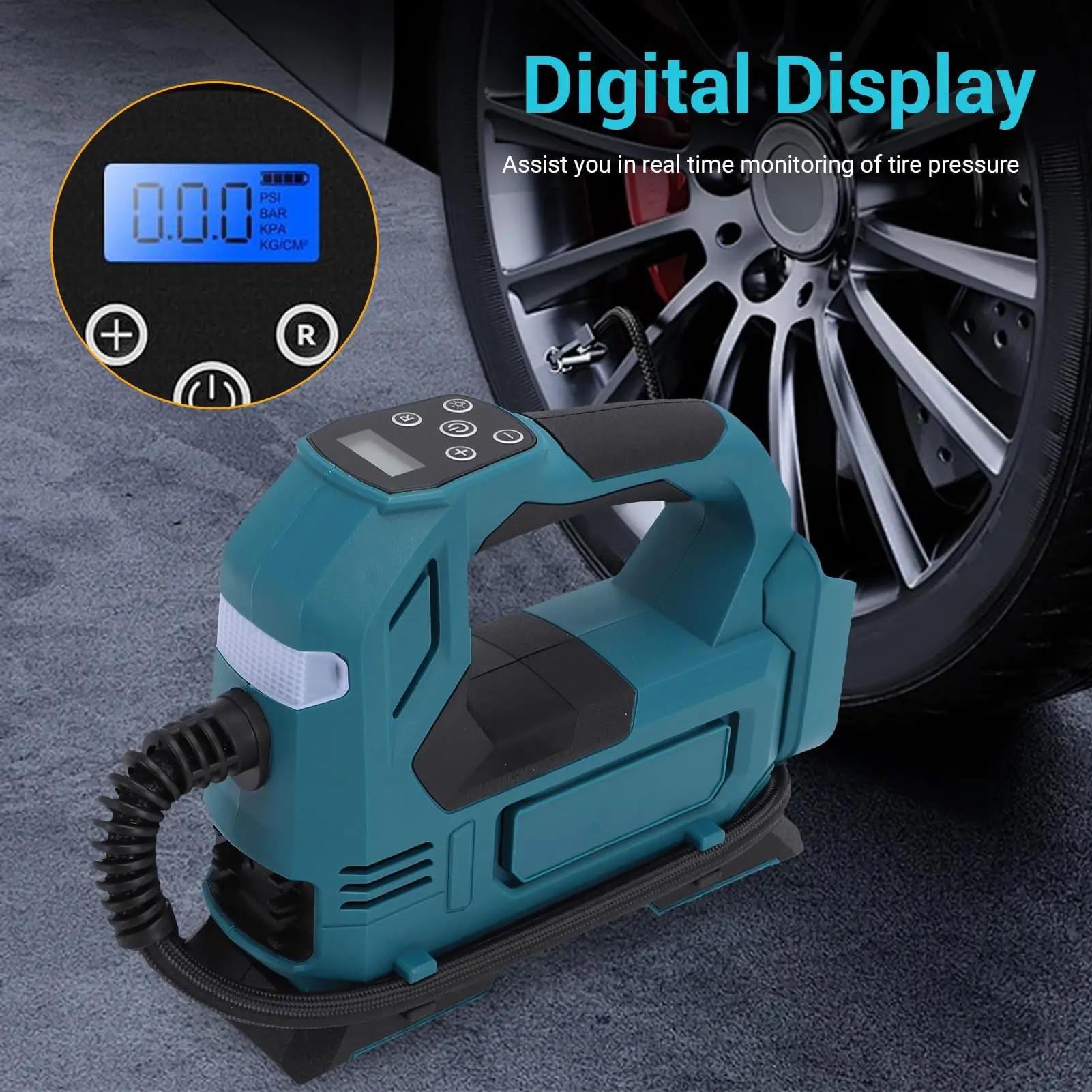 For Makita 18V Battery Portable Cordless Tire Inflator Electric Air Pump Handhel