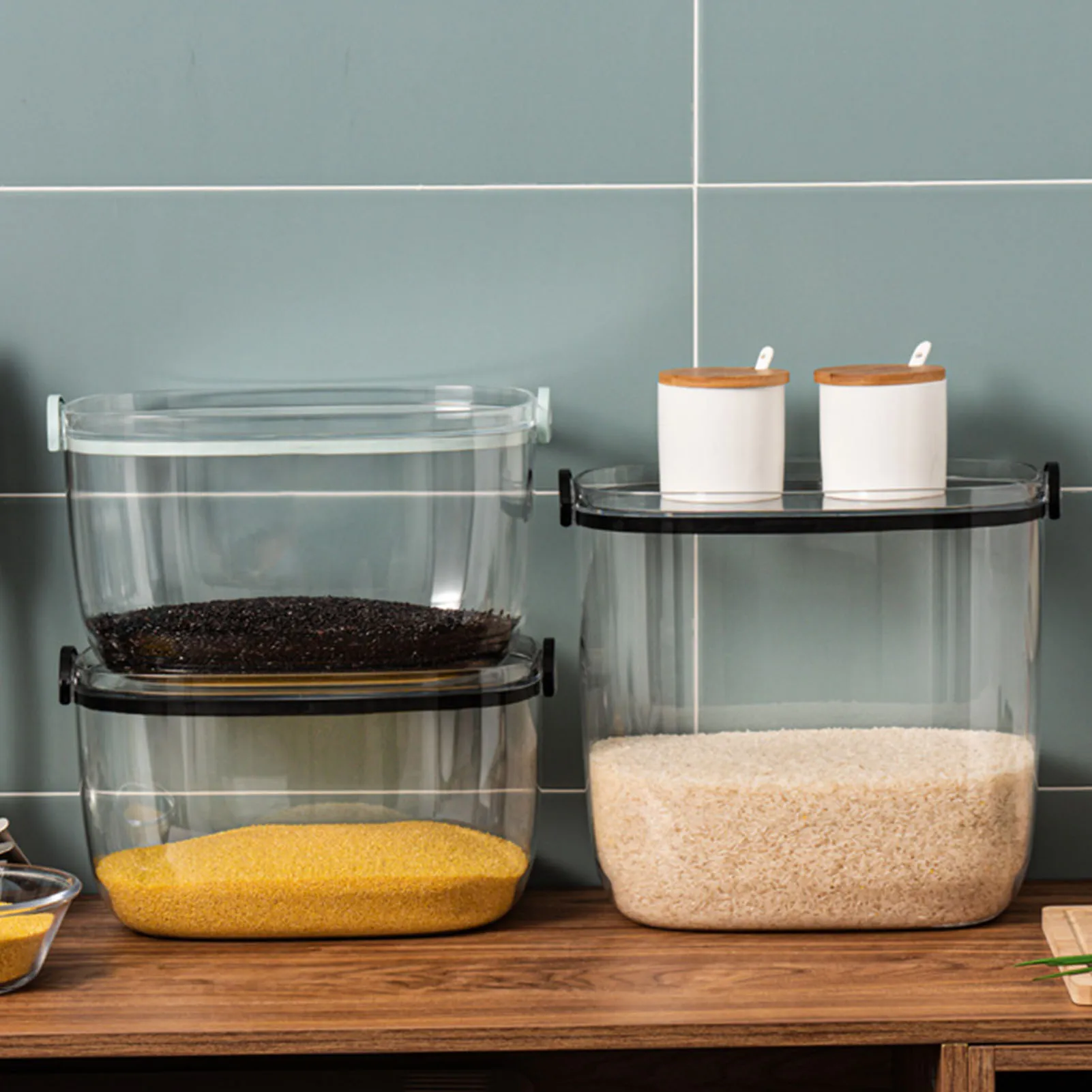 Sooyee Distributeur De Riz De 11,3 Kg, Grand Récipient De Stockage De Grains Avec Couvercle