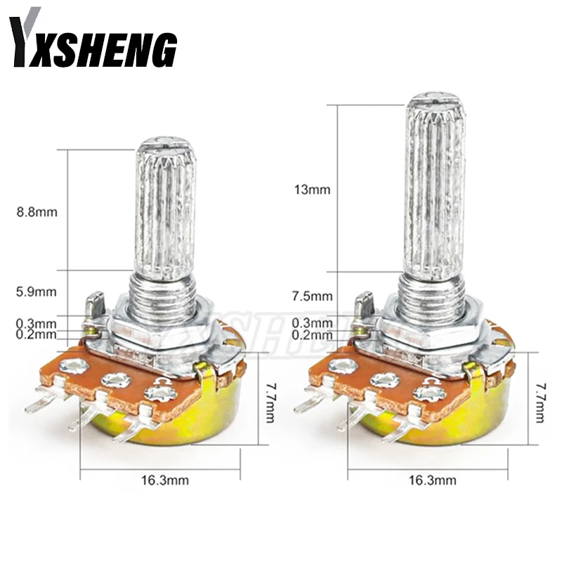5PCS WH148 3Pin 15mm 1K-1M Ohm Linear Taper Rotary Potentiometer Resistor