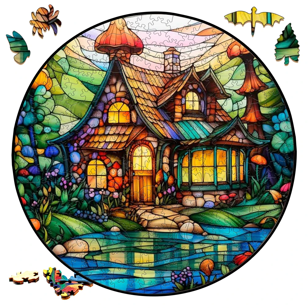 Beautiful Wooden Jigsaw Puzzle Board Games Cabin Round Shaped Wood Puzzles Toys Secret Puzzle Boxes Package Best Gift For Adults best kept secret