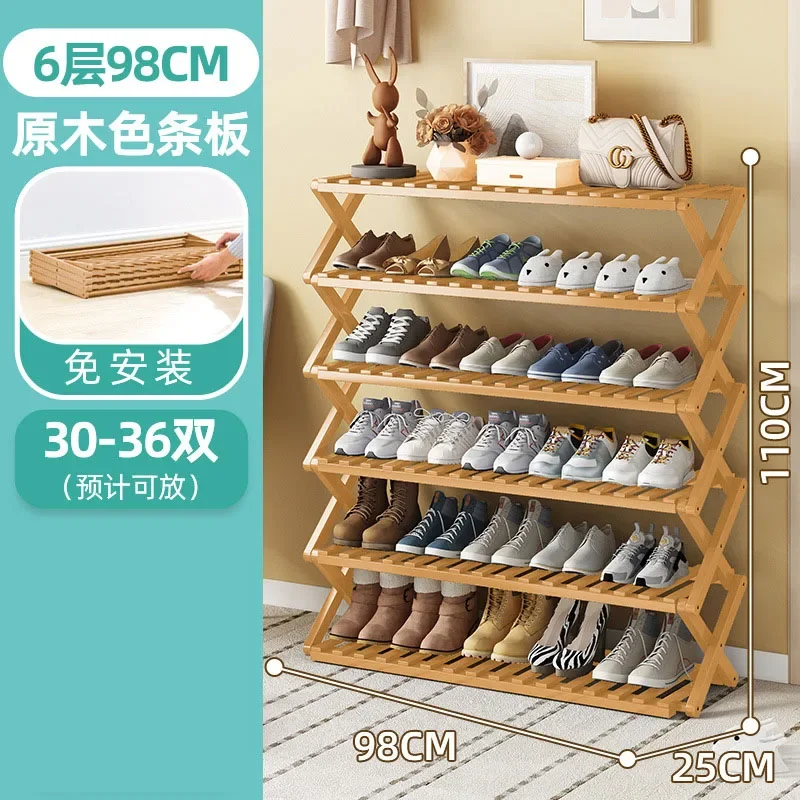 

2/3/4/5/6-Tier Shoe Rack Storage Organizer Entryway Shoe Shelf Bamboo Folding Free Standing Shoe Cabinet