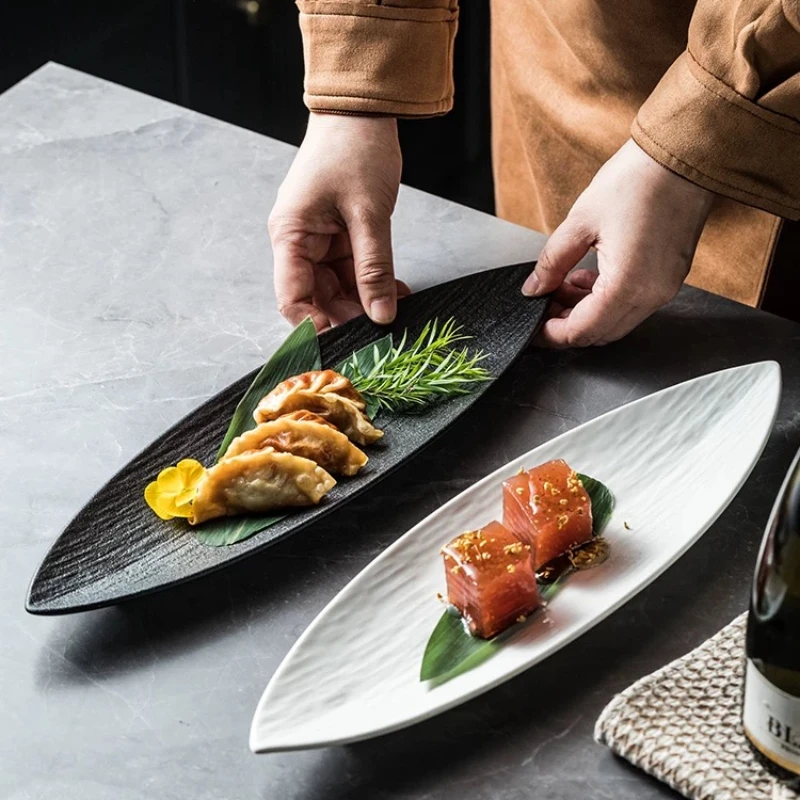 Japanese Restaurant Supplies Ceramic Sushi Plates Leaf Shaped Ceramic Dessert Plates Home Kitchen Accessories