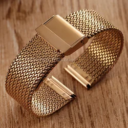 Elegant Milanese Stainless Steel Watch Strap - Thick Loop Mesh in Silver, Gold, Rose Gold, and Black - 18mm (Rose Gold)
