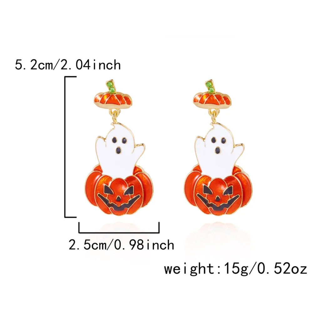 Halloween Ghost Pumpkin Stud Earrings for Women Shiny Zircon Dangle Earring Party Jewelry Gifts