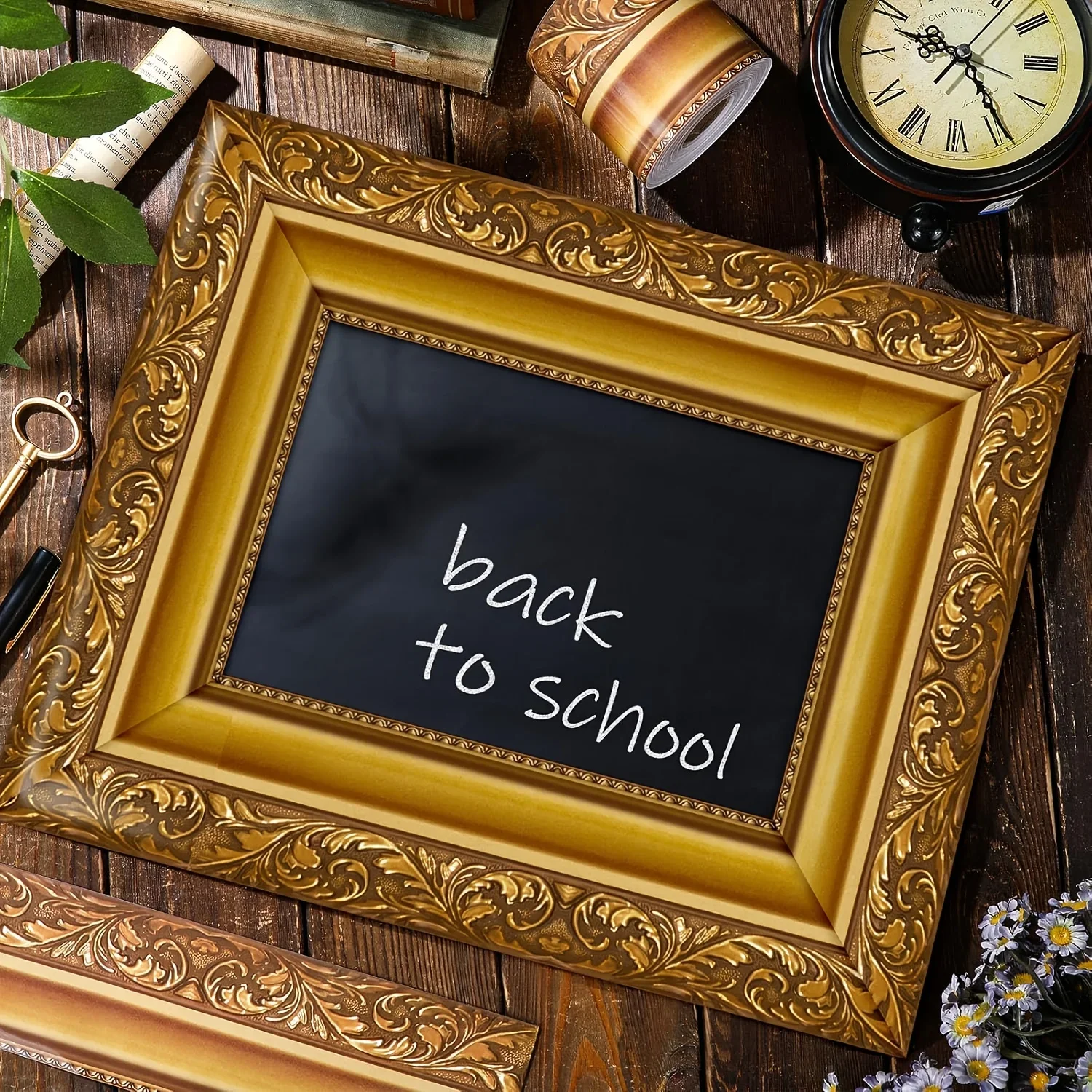 1roll 10m Fashion Self-Adhesive Border Decorative Sticker Vintage Gold Photo Frame DIY Poster Border Stickers Party Decoration