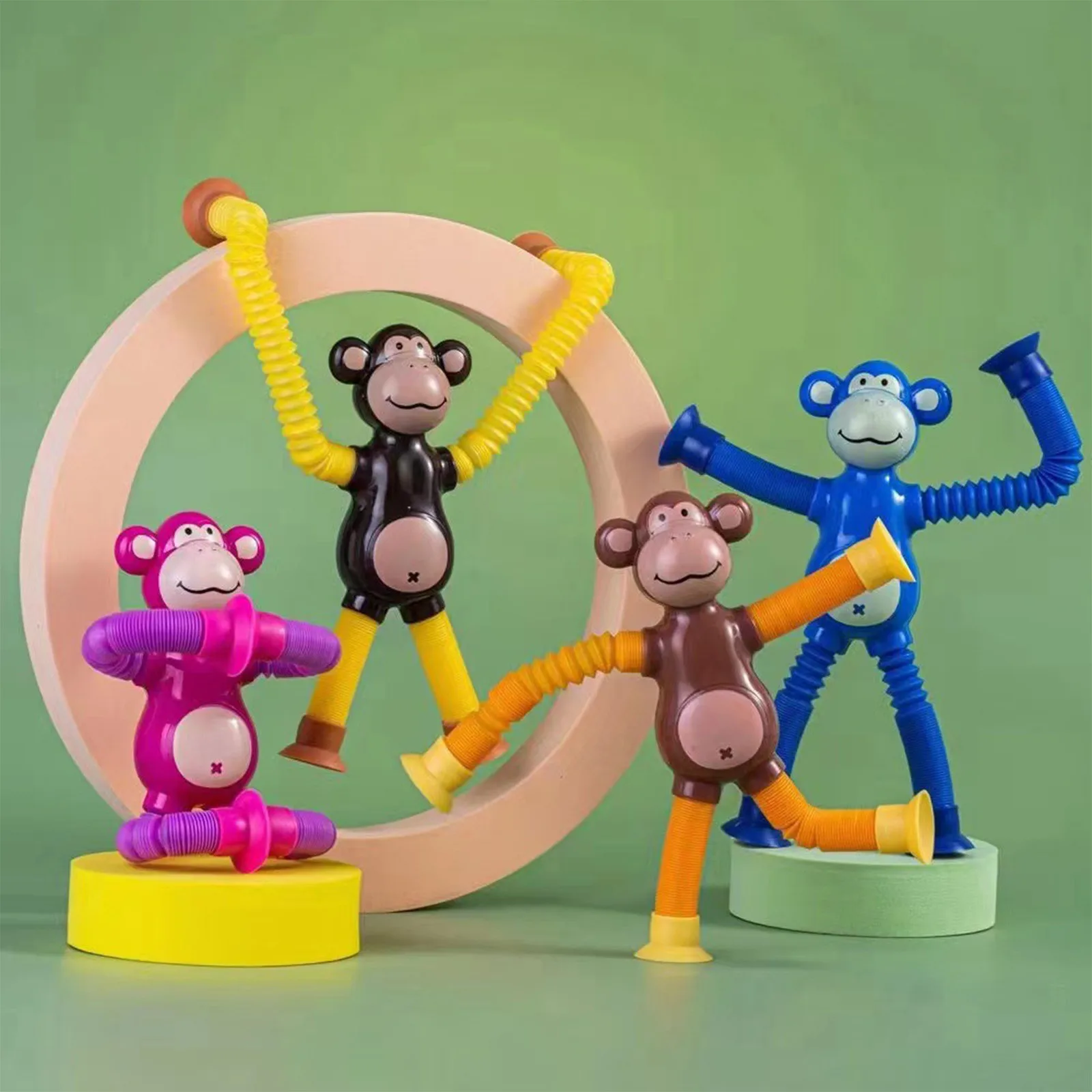 Fun And Unique Versatile Telescopic Tube Toy 4pcs Puzzle Relieving Stretching Tube With Light Monkey Stress Relieving New Toys fidget toys,building block toys,prank toys,dancing cactus toy,self ink stamps,action figures toys,stress relief toys,party toys,bubble tube toy,mini projector