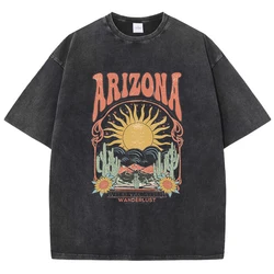 Women's Vintage Arizona Wildlife Graphic T-Shirt - Casual Loose Fit Cotton Tee - S (Black)