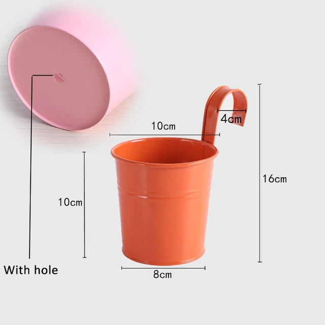 Fém Vas Függő Virágcserepek Vízelvezető Lyukkal És Leszerelhető Horgos Tartós Gyógynövény Edények Ültető Tökéletes Erkélykorláthoz - Image 6