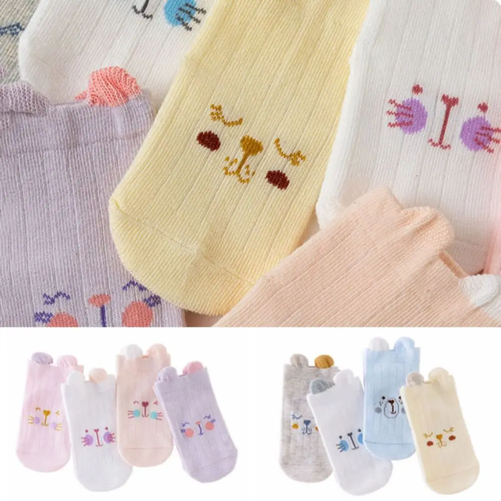 8Pairs Bear Ears Baby Cotton Socks Cat Rabbit Autumn Spring Toddle Short Tube Socks Breathable Cute Children Cartoon Socks