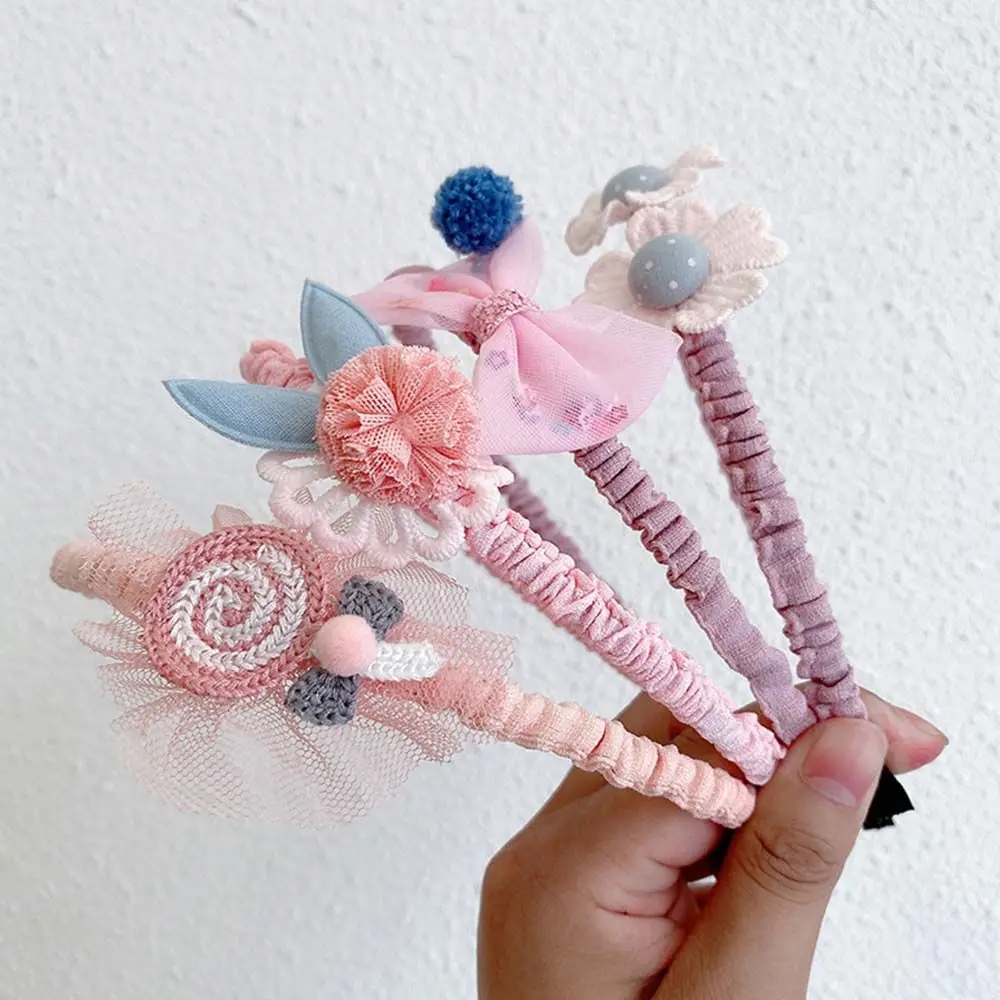 

Gift Hair Accessories Korean style Girls Scrunchie Bowknot Hair hoop Children Headdress Flower Hair Bands Handmade Headwear