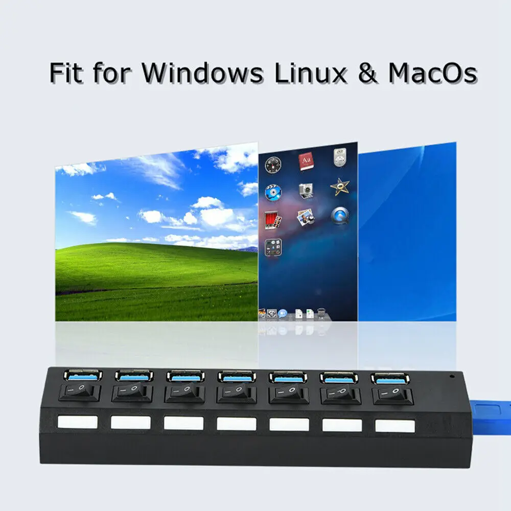 High Speed 7 Ports USB 3.0 HUB Power Splitter Extender Cable With UK Adapter: uk Stock, 4 Days Free Delivery, & No Order Amount limit