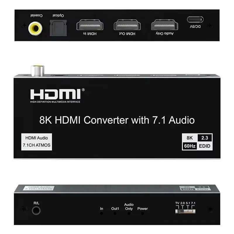 HDMI 2.1 Audio Extractor Converter 4K 120Hz Video Converter 8K