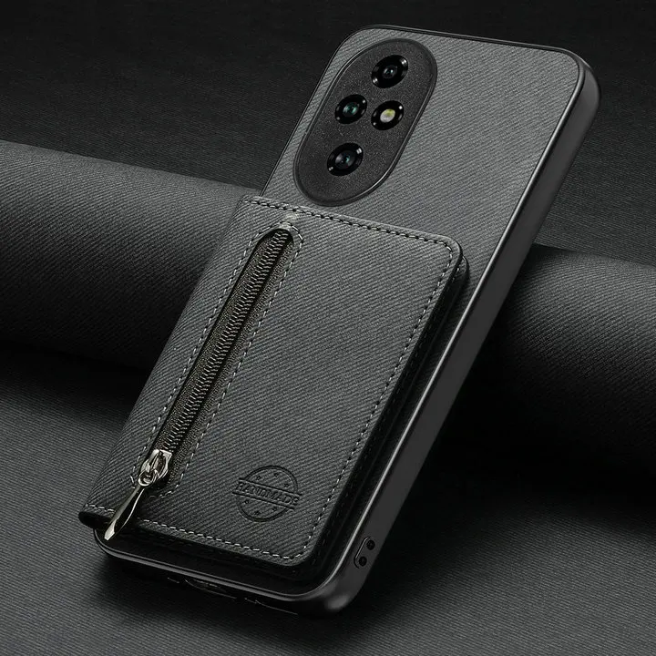Premium RFID Leather Zipper Wallet Case - 5G Compatible
