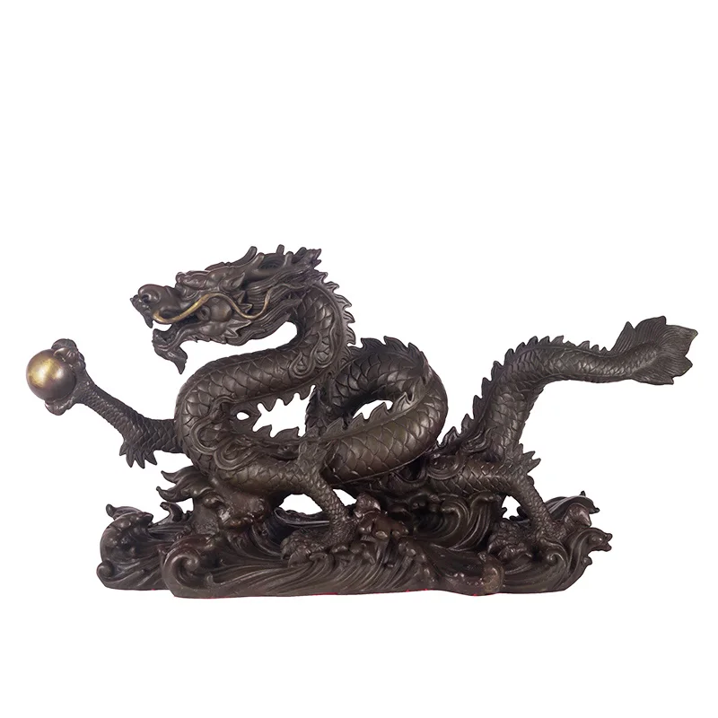 

ATLIE Sculpture Dragon Statue Bronze/Gold Brass Lucky Feng Shui Animal Sculpture Art Home Office Decoration