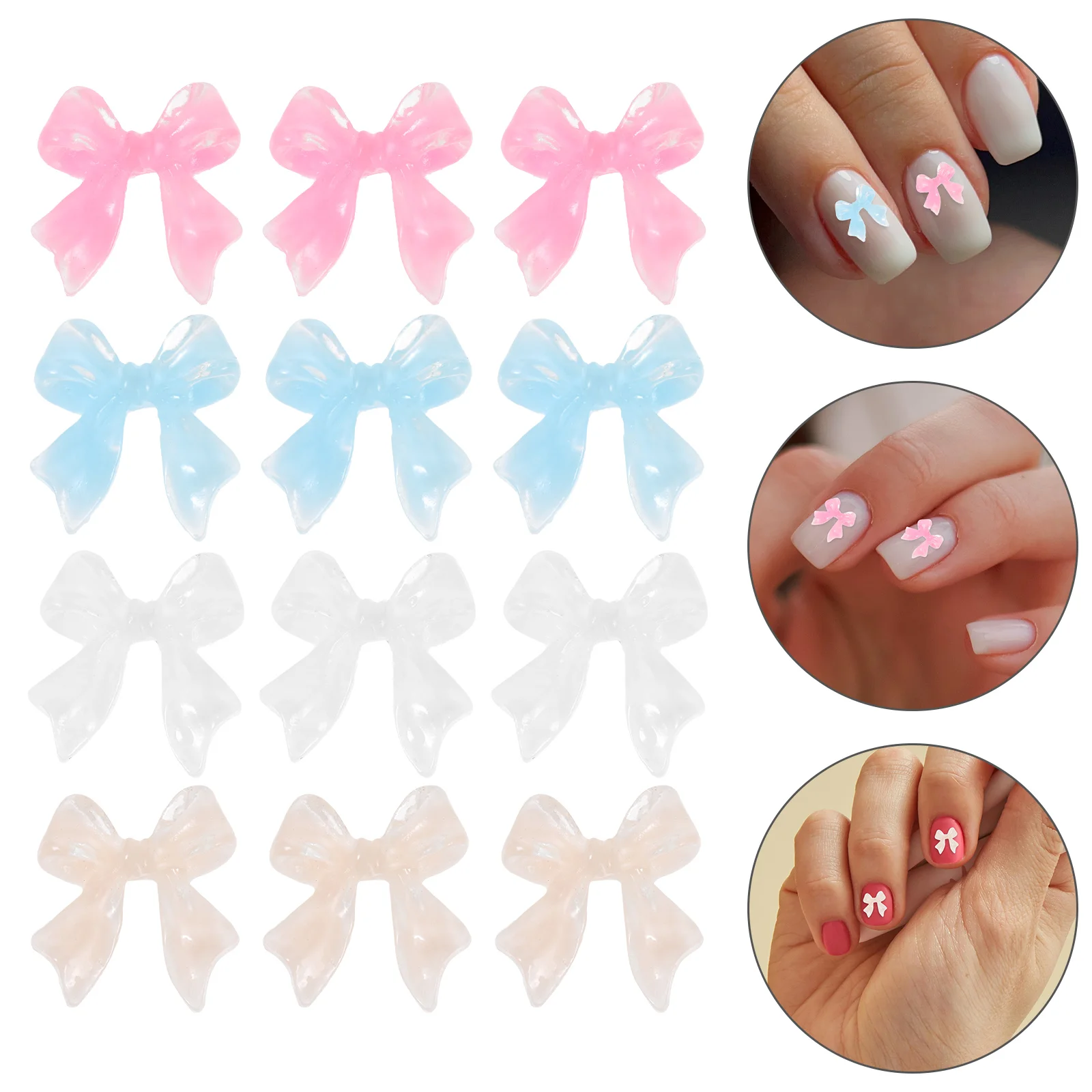 

200 Pcs Nail Butterfly Gems Decor Fake Nails DIY Charms for Women Decorations Christmas Three-dimensional