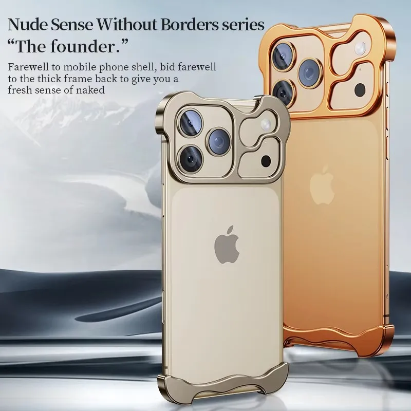Irregular Metal Frame Bumper Phone Case with Aviation Aluminum Alloy Shockproof Cover