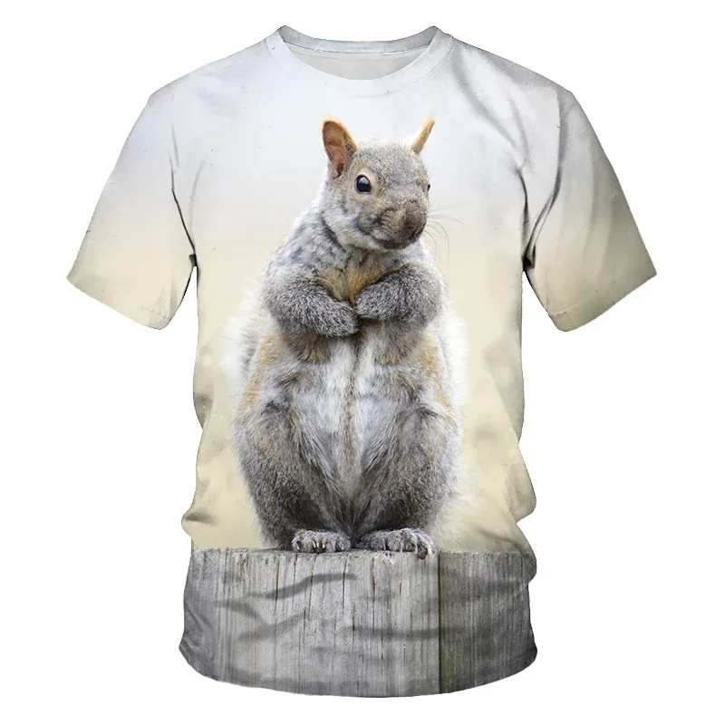 

New Summer Tide Squirrel Picture Men T-Shirts Casual 3D Print Tees Hip Hop Personality Round Neck Short Sleeve Tops