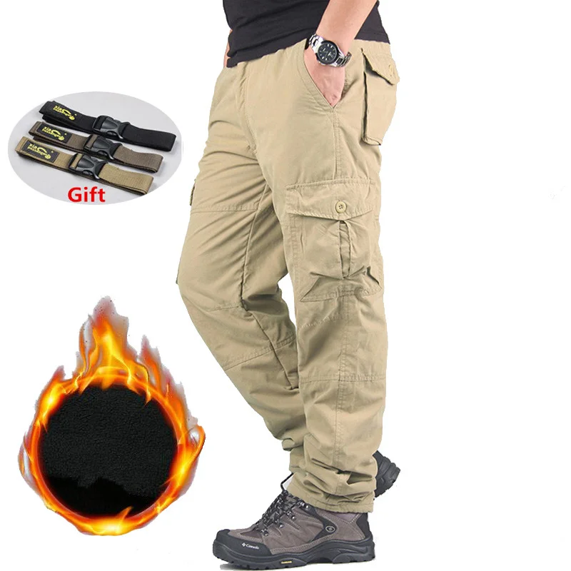 

Men's Winter Warm Thick Pants Double Layer Fleece Military Army Camouflage Tactical Cotton Long Trouser Male Baggy Cargo